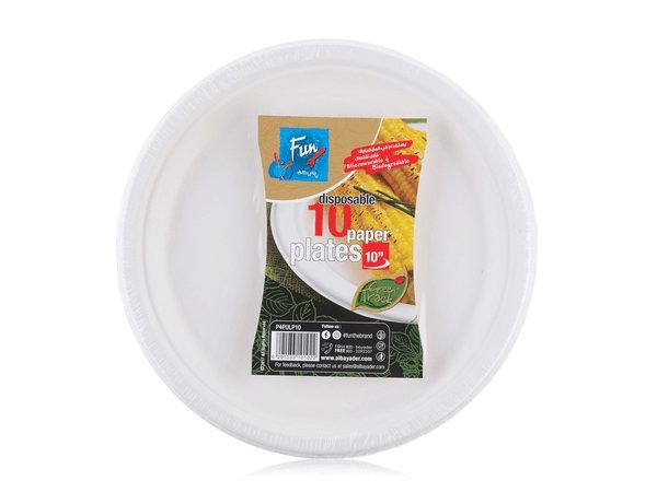 Fun® Biodegradable Moulded Fibre Plate 10 inch [P:10pcsx10pkts]