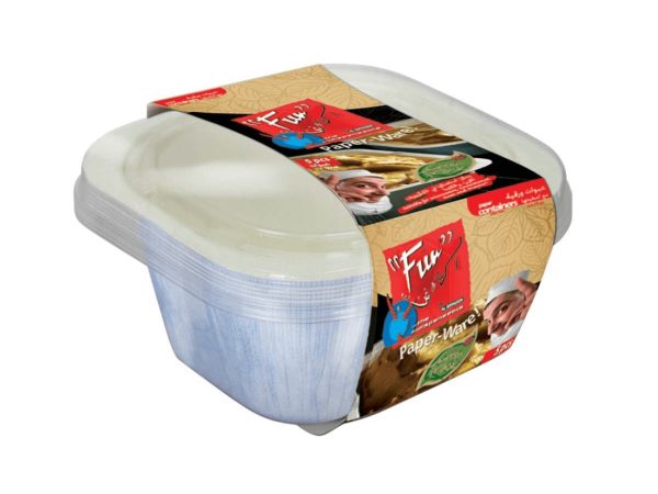 Fun® Paper Container w/ Lid 26oz - White [P:5pcsx10pkts]