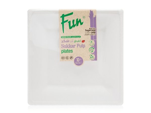 Fun® Biodegradable Moulded-Fibre Square Plate 10x10in