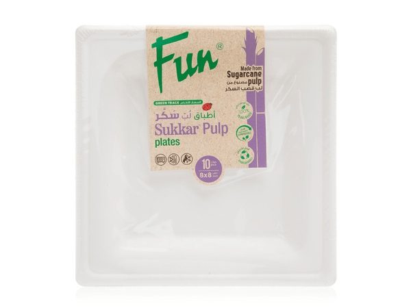 Fun® Biodegradable Moulded-Fibre Square Plate 8x8in