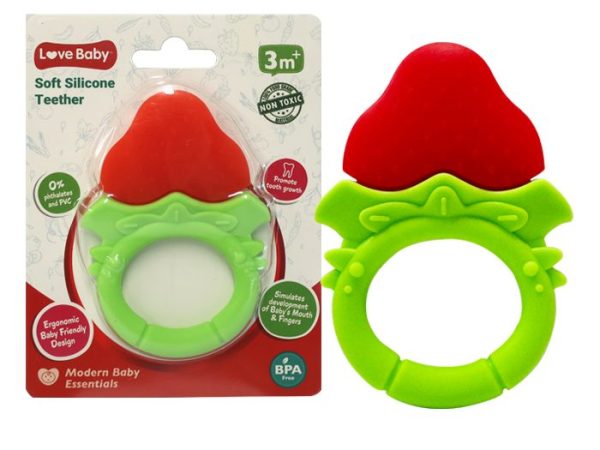 Love Baby Soft Silicone Teether Strawberry 1s