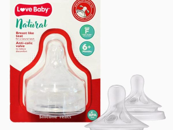 Love Baby Natural Silicone Teats Fast Flow 2s